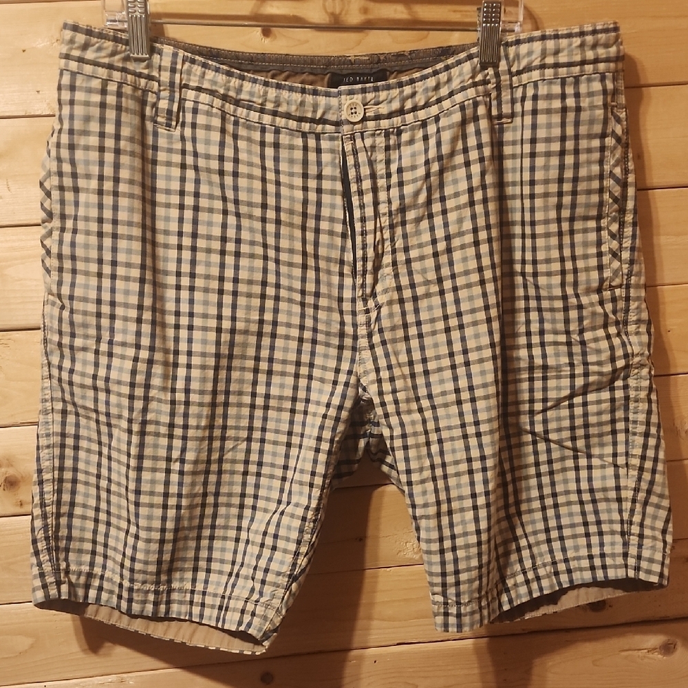 Ted Baker Plaid Shorts Mens Size 40R 100% Cotton